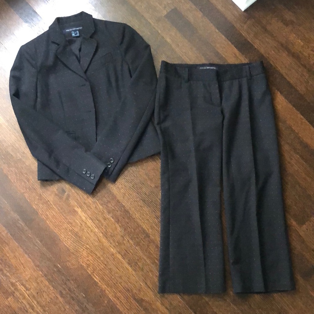 French Connection pin dot ankle pant suit